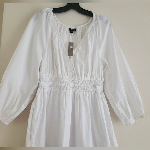 Jcrew v-neck midi dress cotton poplin white sz M, L available NWT - Picture 3 of 11